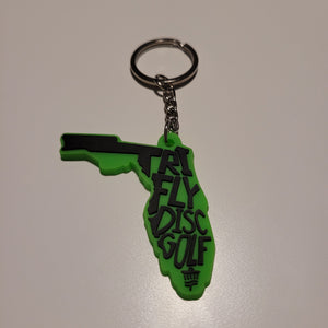 Tri-Fly Disc Golf Florida Shaped Rubber Keychain