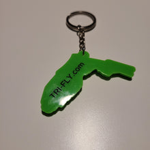 Load image into Gallery viewer, Tri-Fly Disc Golf Florida Shaped Rubber Keychain